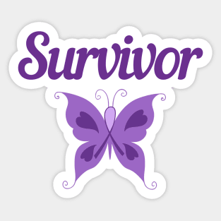 Purple Ribbon Awareness Gift Butterfly Thyroid Cancer Survivor Gift Eating Disorders Domestic Violence Sticker